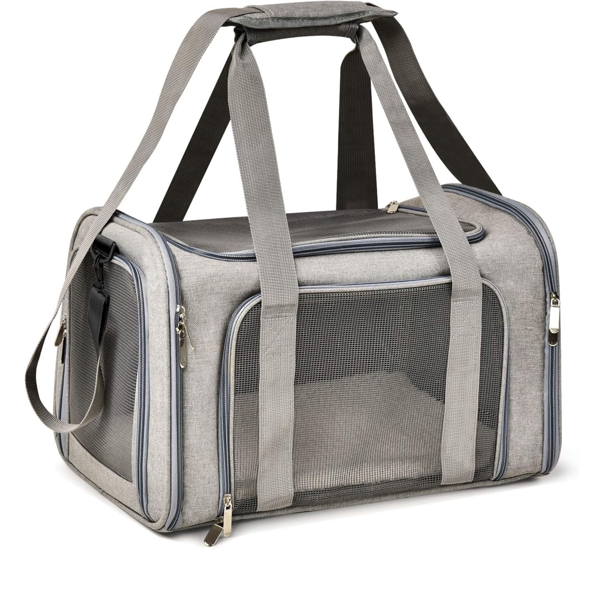 Cat Carriers Dog Carrier Pet Carrier for Small / Medium Cats Dogs Puppies (up to 15lbs), TSA Airline Approved Small Dog Carrier Soft Sided, Collapsible Waterproof Travel Puppy Carrier - Grey,1 PC