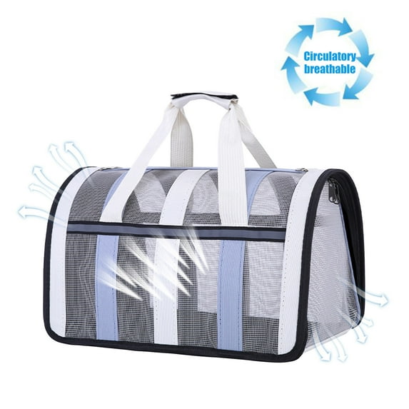 Cat Carriers Dog Carrier Pet Carrier for Small Medium Cats Dogs, Soft-Sided Dog Travel Bag with Safety Zippers, Collapsible Pet Carrying Case 15.74x10.62x9.44 Inch Blue