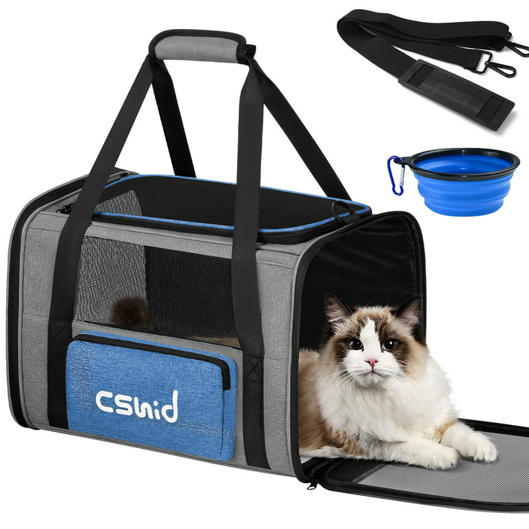 Cat Carriers for Large Cats up to 20 lbs, Pet Cat Carrier with a Bowl  Airline Approved Collapsible Soft-Sided Cat Carrier for Small Medium Cats  Dogs
