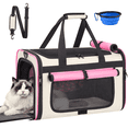 thumbnail image 1 of CshidWorld Collapsible Cat Carrier Pet Carrier for Large Cats (up to 25lbs), TSA Airline Approved Cats Carrier Soft Sided, Small Dog Travel Bag with a Bowl/Safety Leash-Pink, 1 of 7