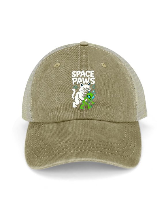 Cat Carrying Alien Khaki Adjustable Trucker Baseball Cap for Men Women, Mesh Snapback Hat
