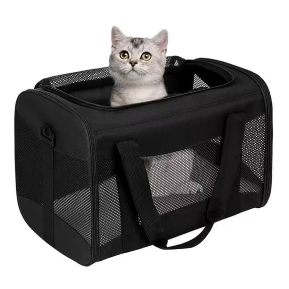 Cat Carrying Case - Pet Carrier Airline Approved, Protable and Breathable Pet Travel Carrier Removable Pad, Collapsible Cat Carrier Dog Carrier for Medium Cats Small Cats Dogs (Medium)