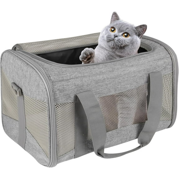 Cat Carrying Case Pet Dog Carrier Soft-Sided Cat Bag Airline Approved, Pet Travel Carrier Up to 15 Lbs, Collapsible Cats Carrier Dog Carrier for Medium Small Cats Dogs(17x11x11 Green)