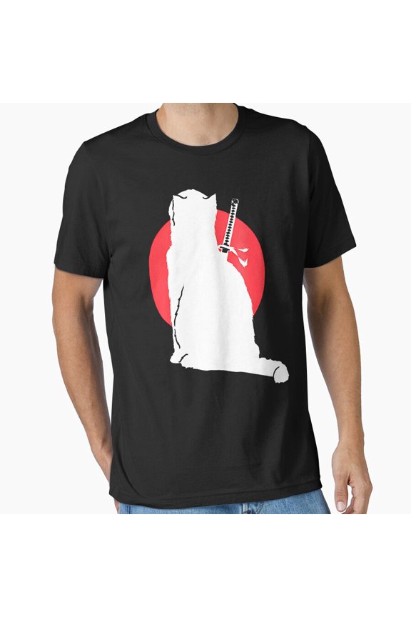 Cat Carrying Samurai Sword Martial Arts Inspired Japanese Unisex T-Shirt, up to size 5XL
