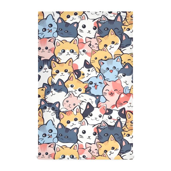Cat Cartoon Pattern Kitchen Towels Waffle Weave Decorative Tea Towels Multi Use Dishcloths 28x18in
