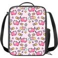 thumbnail image 1 of Cat Cartoon Print Lightweight Portable Reusable Pink Insulated Lunch Box with Pockets, 1 of 6