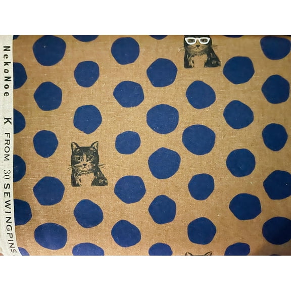 Cat Print Cotton-Linen Canvas Fabric  Material for Sewing NekoNoe Echino
