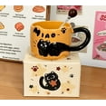 thumbnail image 1 of Cat Cat Stacked Cup, Cute Stackable Coffee Mugs with Funny Cartoon Cats Designs, 4 Styles Cute Ceramic Feline Coffee Mugs with Spoon, Gifts for Catlovers Women (Orange), 1 of 8