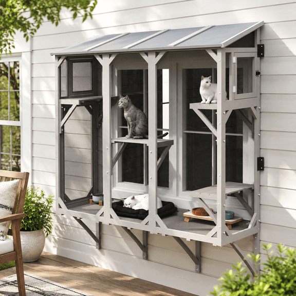 Cat Catio Expandable Window Box Enclosure For Multiple Cats