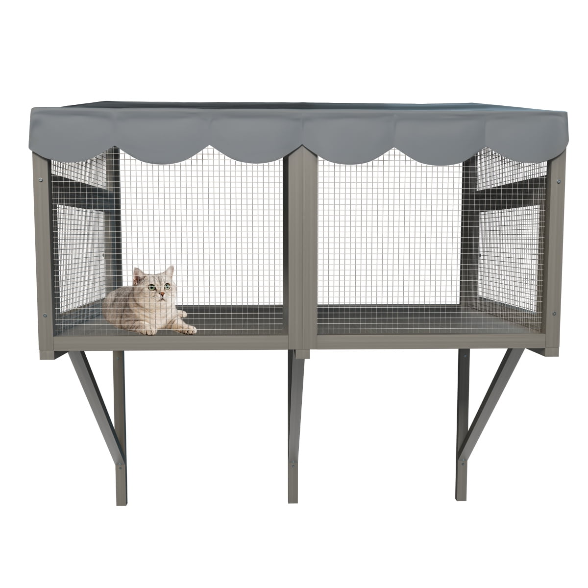 Cat Catio Window Box Enclosure Wooden Expandable Window Perch House for Indoor Cats Secure Outdoor Haven for Multi Kittens