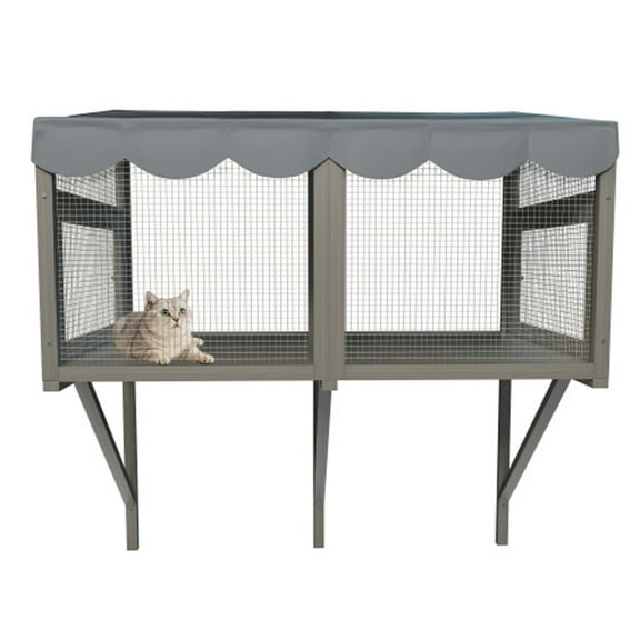 Cat Catio,Window Box Enclosure for Indoor Cats,Wooden Window Perch House,Expandable for Multi Kittens,Secure Comfortable Outdoor Haven for Pets