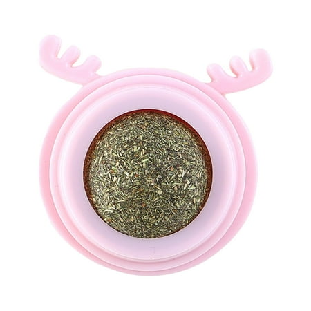 Cat Catnip Lick Ball Adhesive Cleaning 360 Rotatable Nutrition Ball Deer Pink