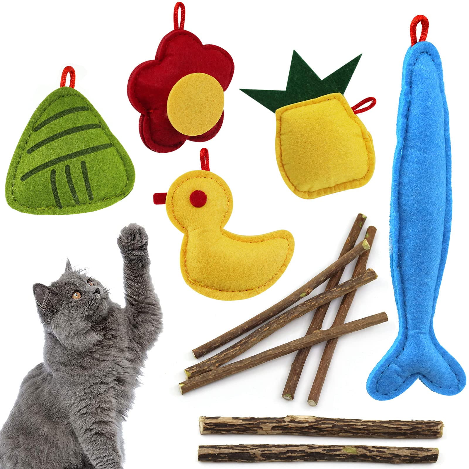 Cat Catnip Toys Set 12 Pack for Indoor Cats, Cute Kitten Felt Catnip