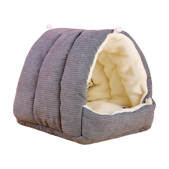 Cat Cave Bed Dark Gray Plush Lined Single Pack for Indoor Small Pets Winter Use