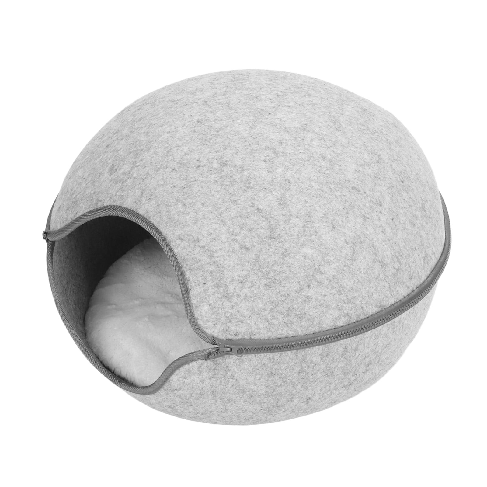 Cat Cave Bed Detachable Washable Semi Enclosed Felt Kitten Hideout Bed