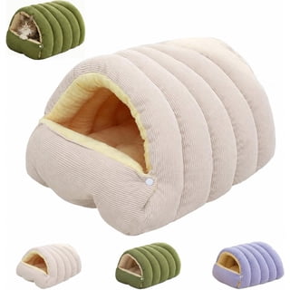 Cat Cave Bed & Dog Cave Bed, Corduroy Covered Pet Bed for Indoor Use, Detachable Washable Design, Fluffy Cozy Puppy Sleeping Nest