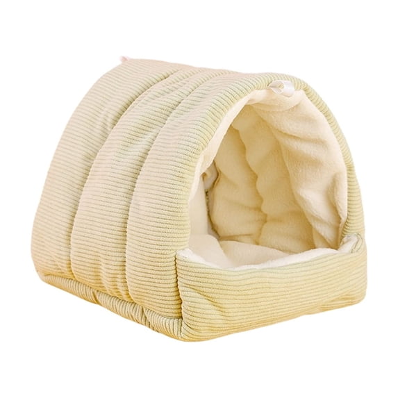 Cat Cave Bed Light Green Plush Lined Single for Indoor Cats Small Dogs Winter Use
