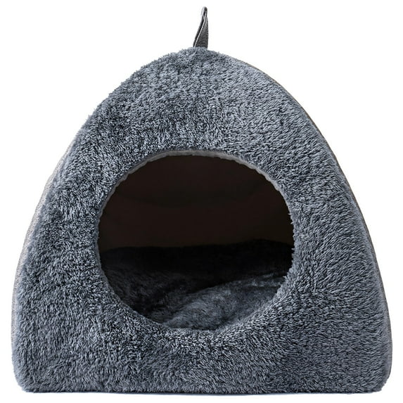 Cat Cave Bed with Sponge Material, Covered Cat Bed for Small Pets, Enclosed Triangular Design, Cozy Plush with Suede Handle, Ideal for Indoor and Outdoor Use
