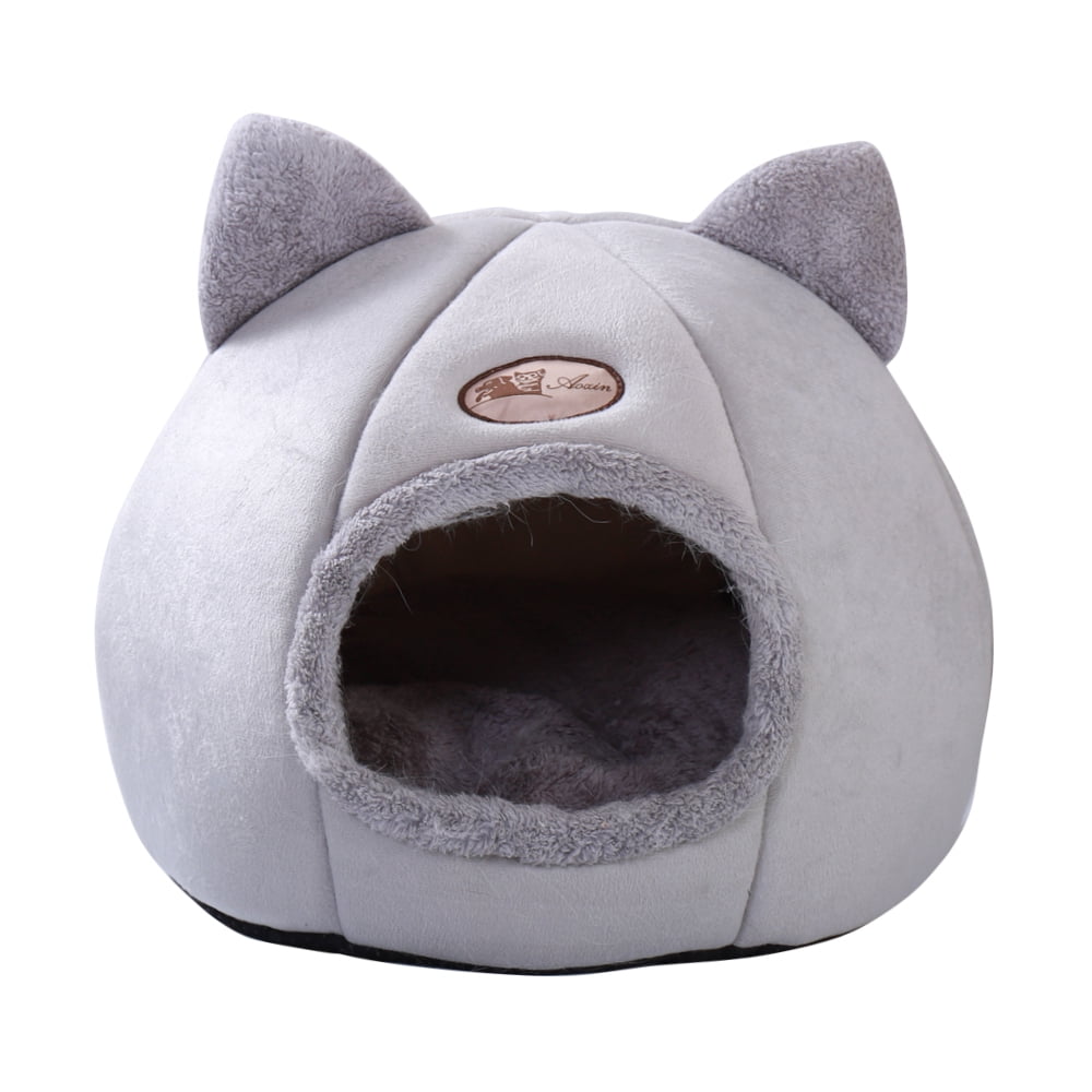 Cat Cave Beds for Indoor Cats Warm Large Cat Bed Cave Small Wool Cozy Pet Dog Puppy Igloo Bed Winter House Sleeping Nest Kennel Gray Walmart