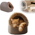 thumbnail image 1 of Cat Caves for Indoor Cats, 2026 New Soft Winter Warm Pet Cave Bed, Removable Cushion Warming Pets Cozy Enclosed Cat House with Non-Slip, Cozy Indoor Nest for Cats and Small Dogs (Brown, M), 1 of 10