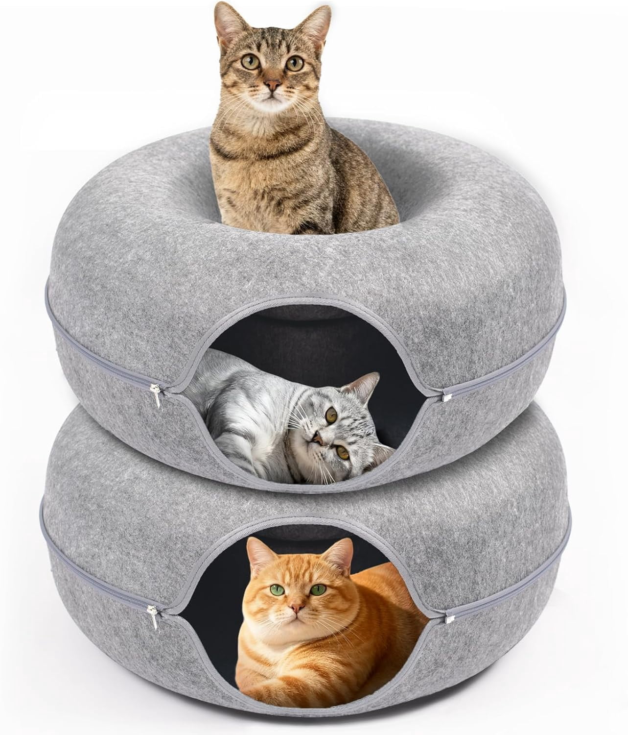 Cat Caves for Indoor Cats, Large Cat Tunnel for Multiple & Large Cats, Scratch Detachable Peekaboo Cat Cave Bed, Kitten Donut Kitty Hideaway Up to 45 Lbs : Pet Supplies