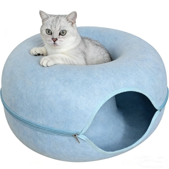 Cat Caves for Indoor Cats, Scratch-Resistant Cat Donut Tunnel for Multiple & Large Cats, Detachable Round Cat Hideaway for Playing, Sleeping and Hiding.