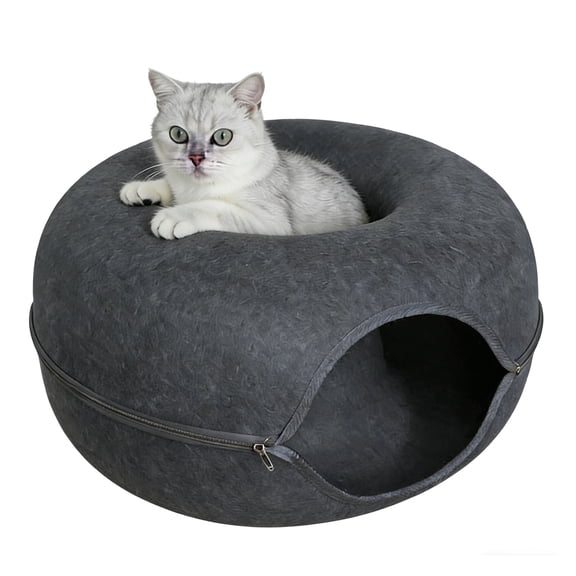 Cat Caves for Indoor Cats, Scratch-Resistant Cat Donut Tunnel for Multiple & Large Cats, Detachable Round Cat Hideaway for Playing, Sleeping and Hiding.