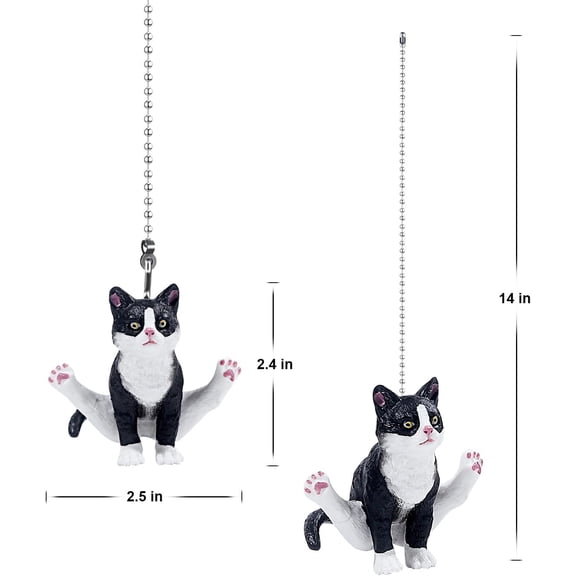 Cat Ceiling Fan Pull Chain,Cute Realistic Gym Cat Fan String Pulls Charm Extension Decorative,12in 3mm Diameter Beaded Fan Light Pull Chains Extender Ornaments with Connector for Kids Room