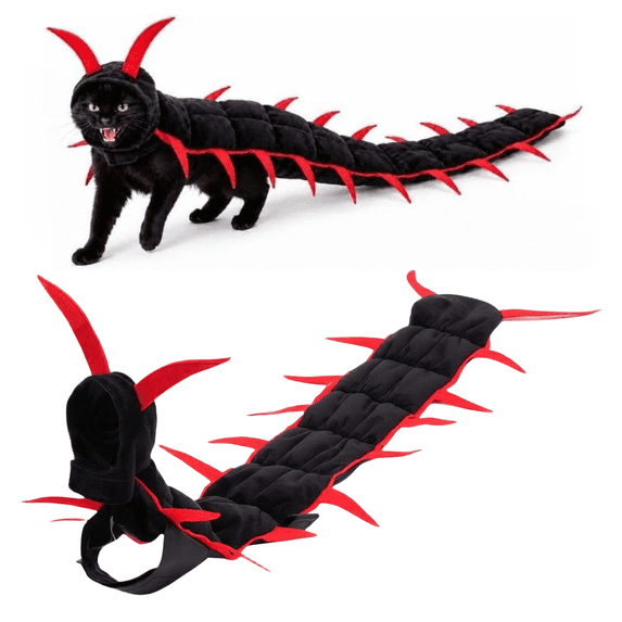 Cat Centipede Costume for Halloween, Adjustable Insect Cosplay Outfit for Cats and Small Dogs, Vivid Multi-Leg Pet Cloak for Costume Party, Photos and Dress Up,Red