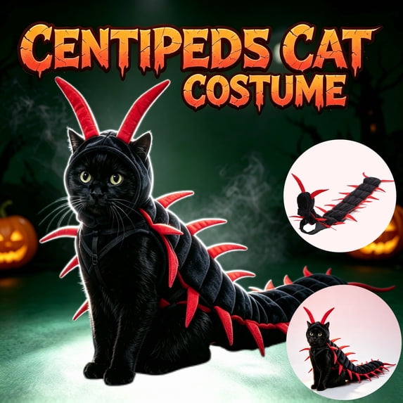 Cat Centipedes Costume Halloween Decoration, Cat Halloween Costumes, Adjustable Funny Padded Body Cat Costumes Halloween Decor for Pet