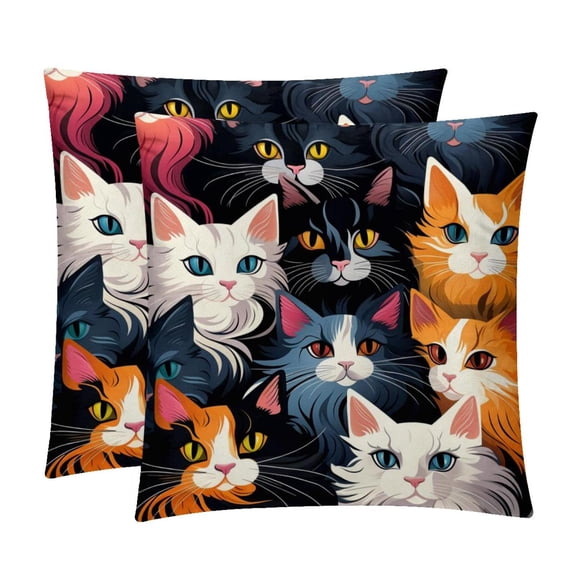 Cat Chair Pillow Covers Set of 2 Throw Pillow Decorative Pillows Velvet with Unique Patterns for Various Occasions - Available in 16x16, 18x18, and 20x20 Inches