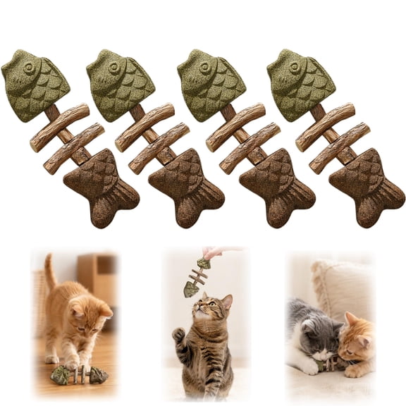 Cat Chew, Catnip and Silvervine Chew Toys for Cats, Fix Your Cat's Dental Health, Durable Wooden Feline Tooth Care Tool for Chewing, Licking, Pawing, Boredom