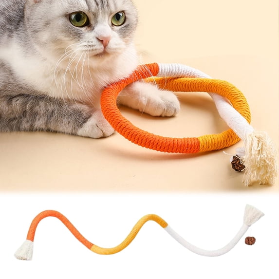 Cat Chew Rope - Natural Cotton Durable Cat Chew Toy, Teeth Cleaning Interactive Toy For Kittens Adult Cats Indoor Use,Orange