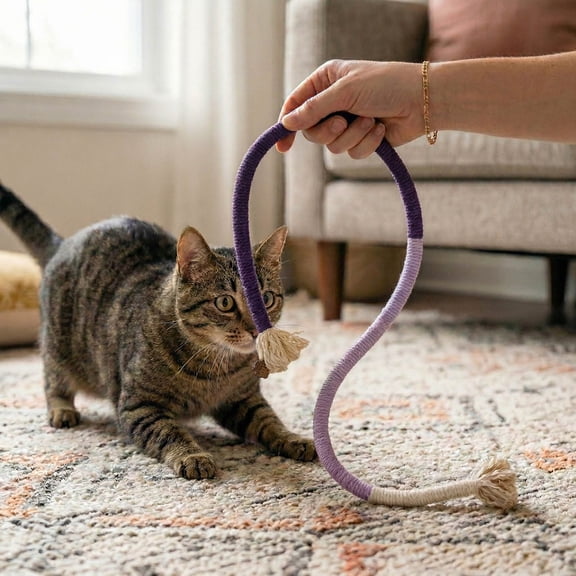 Cat Chew Rope Toys, Teething Toys for Indoor Cat – Cat String Toy Soft Cotton Play Ropes with Gall Fruits for Kittens and Cats, Cotton Rope Scratch Catnip Interactive Cat Toys(27.5")