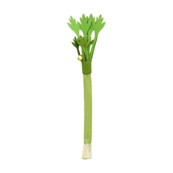 Cat Chew Toy, Natural and Non-Toxic Felt,Handmade Cat Toy with Bell, Adorable Green Vegetables Design Green