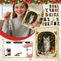 Cat Christmas Advent Calendar 2025,Cat 24pcs 2d Unique Christmas Tree Ornaments Decorations,Birthday Gift for Animal Lovers,Cat_DW112