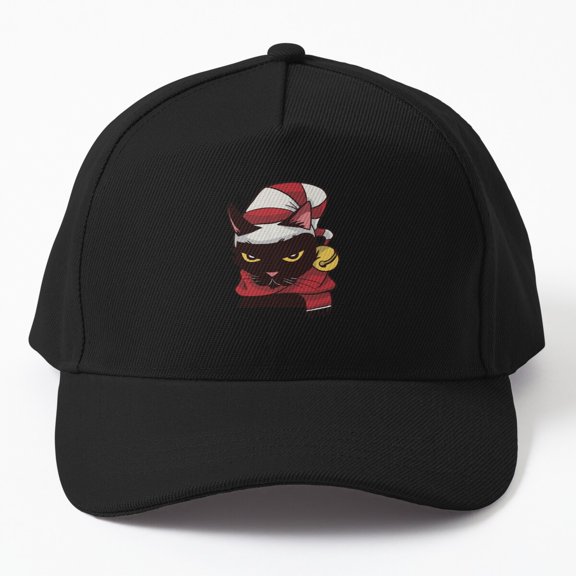 Cat Christmas Baseball Hat, Holiday Feline Character Graphic Design, Classic Seasonal Cap