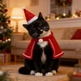 thumbnail image 1 of Cat Christmas Costume, Pet Santa Hat with Xmas Clothes for Cats Small Dogs Rabbits, Cat Santa Hat and Red Warm Cloak Coat, New Year Puppy Red Clothes Outfit, Adjustable, 1 of 9