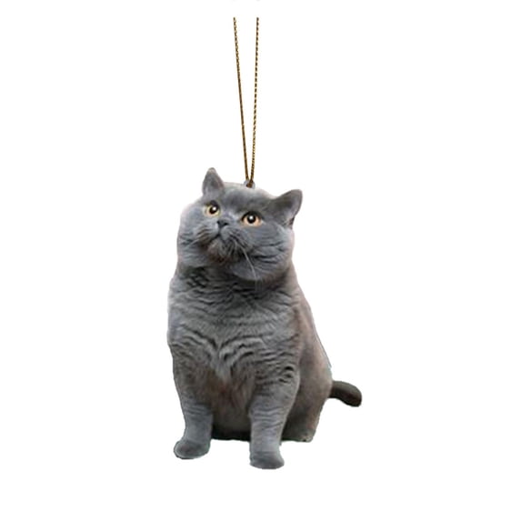 Cat Christmas Ornament - Realistic 2D Cats Ornaments For Christmas Tree Decor - Acrylic Lifelike Kitten Ornament Gifts For Cat Lovers Women & Men Pet Memorial Keepsake Home Decor