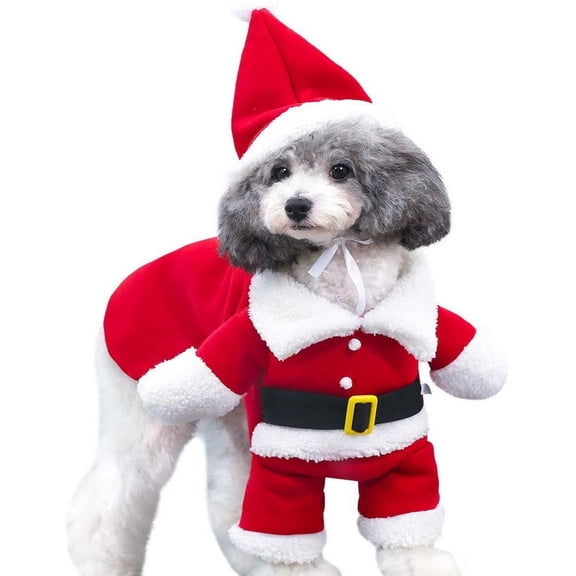 Cat Christmas Outfit, Christmas Pet Clothes Dog Cat Christmas Costume Santa Claus Pet Hoodie Coat for Small Medium Dogs Cats ("M" Size)