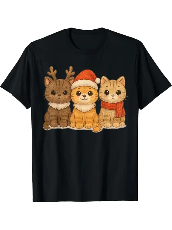 Cat Christmas Reindeer Santa Christmas Cat Lover T-Shirt