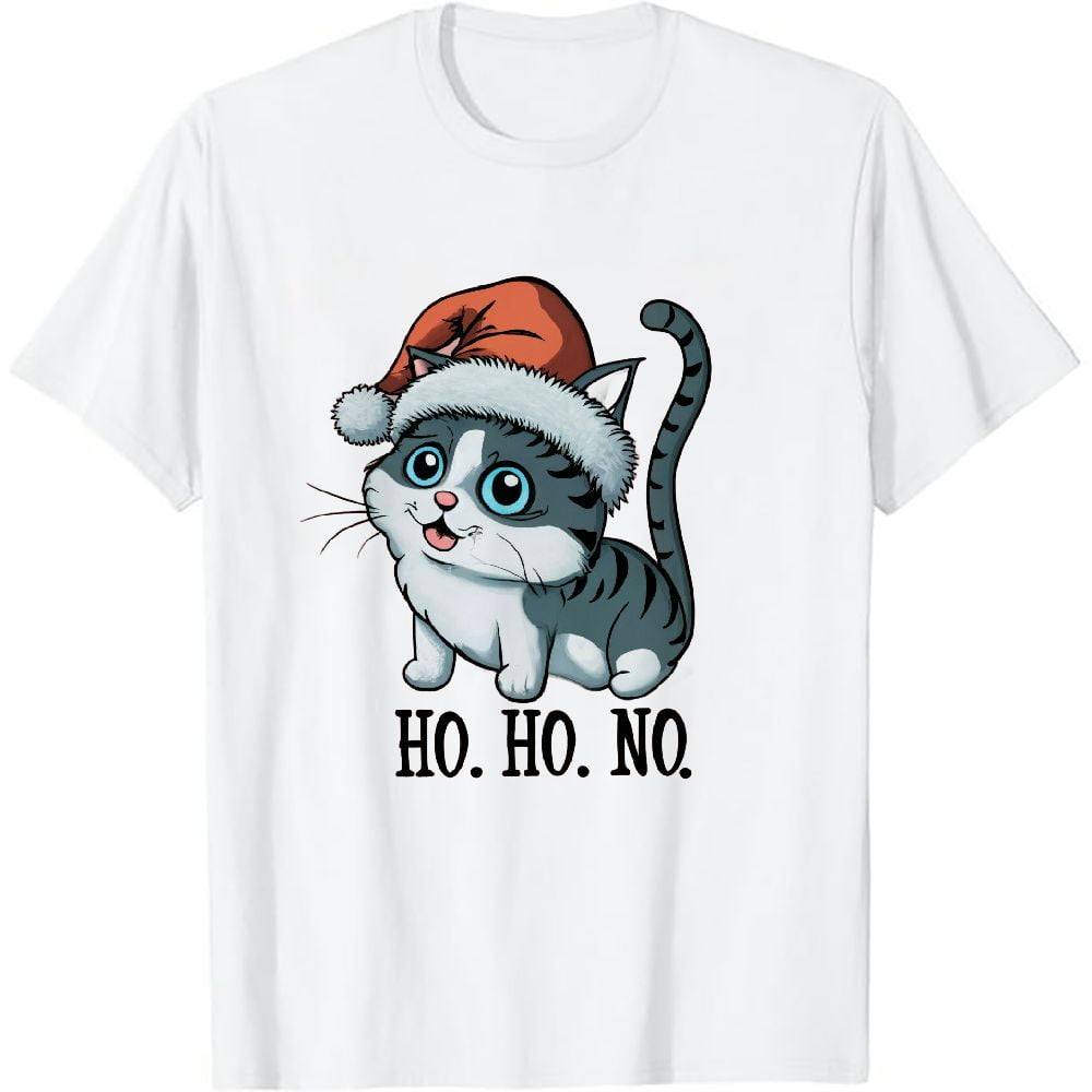 Cat Christmas Shirt WOMEN MEN Kids Funny Santa Cat Christmas Lights T