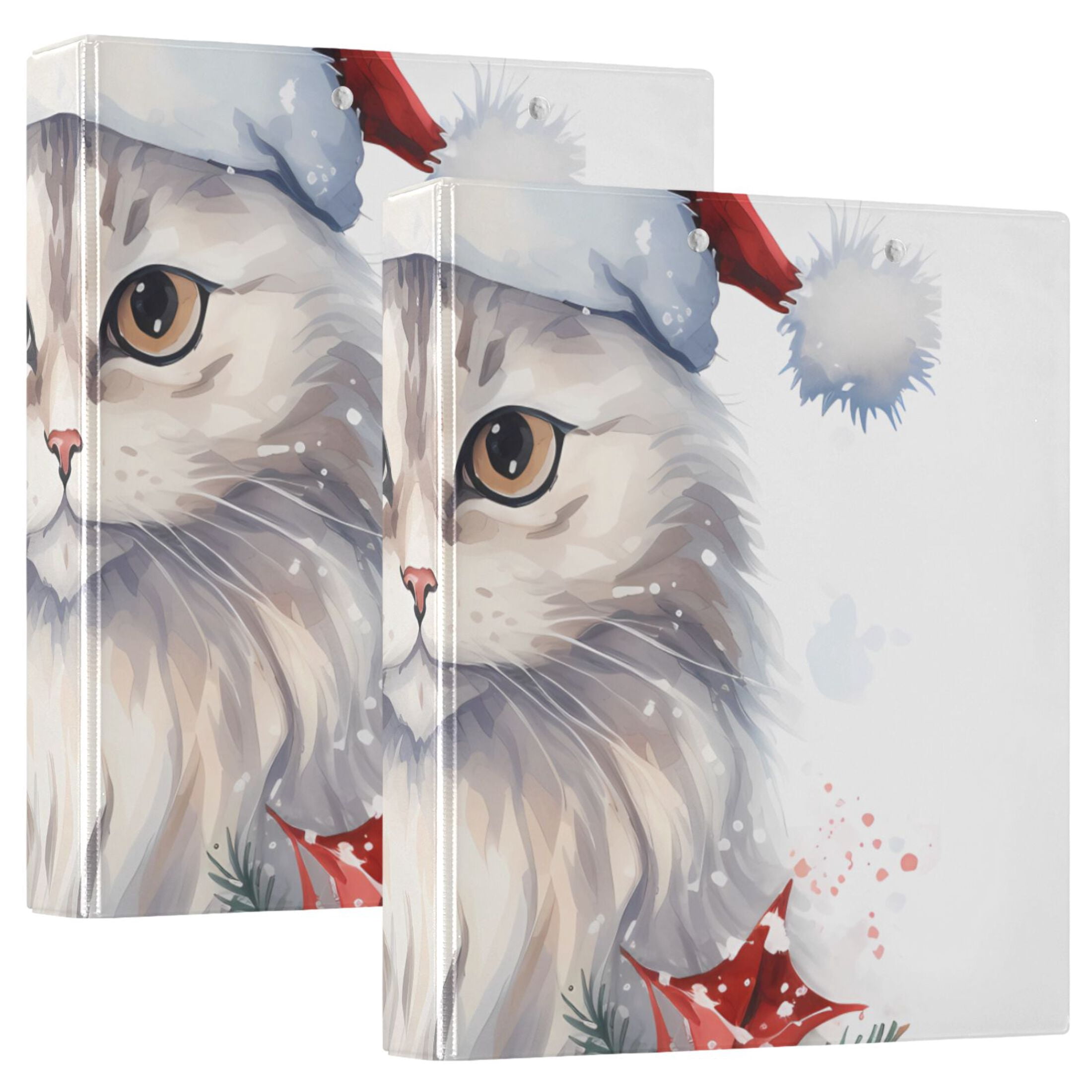 Cat Christmas Snow 3 Ring Binders 1.5 inch Hardcover File Folders with ...