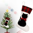 thumbnail image 1 of Cat Christmas Stocking, 17" Xmas Pet Hanging Knitted Stockings with Buffalo Plaid Tie and Personalized Wooden Name Tags for Pets Gifts Personalized Christmas Decorations Home Holiday Decor(Cat), 1 of 5