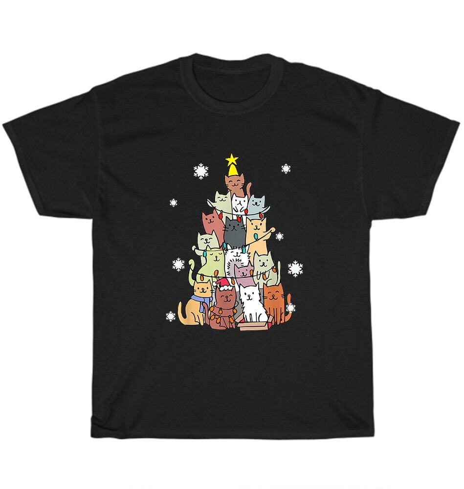 Cat Christmas Tree Lights Ugly Xmas Cats Kitten Pet Lover TShirt