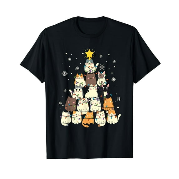 Cat Christmas Tree Meowy Catmas Xmas Kids Girls Boys Gifts T-Shirt