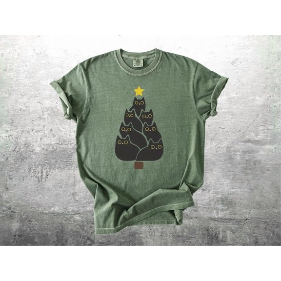 Cat Christmas Tree Shirt, Cat Lover Gift, Oversize Shirt For Womens Mens