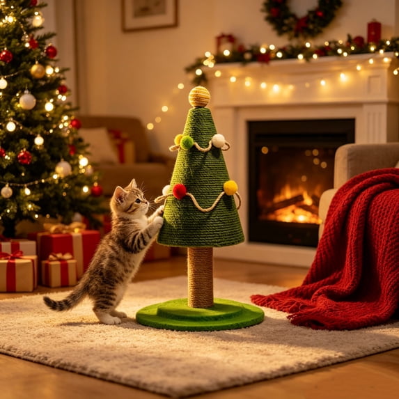 Cat Christmas Tree with Sisal Scratching Post Cat Proof Christmas Tree ...