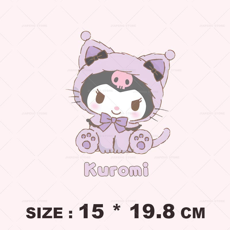 Cat Cinnamoroll Cartoon Printed Stickers For Clothes Sanrio Cute Kuromi