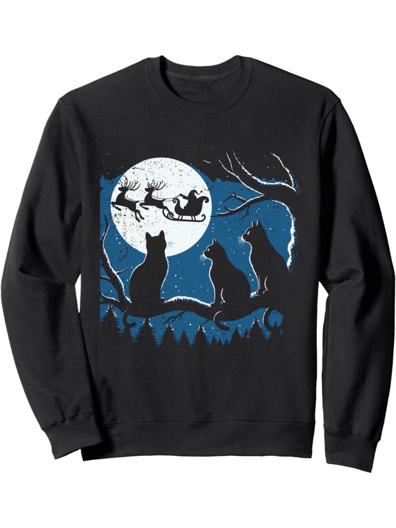 Cat Claus Reindeer Christmas Kitten Lover Xmas Holiday Sweatshirt